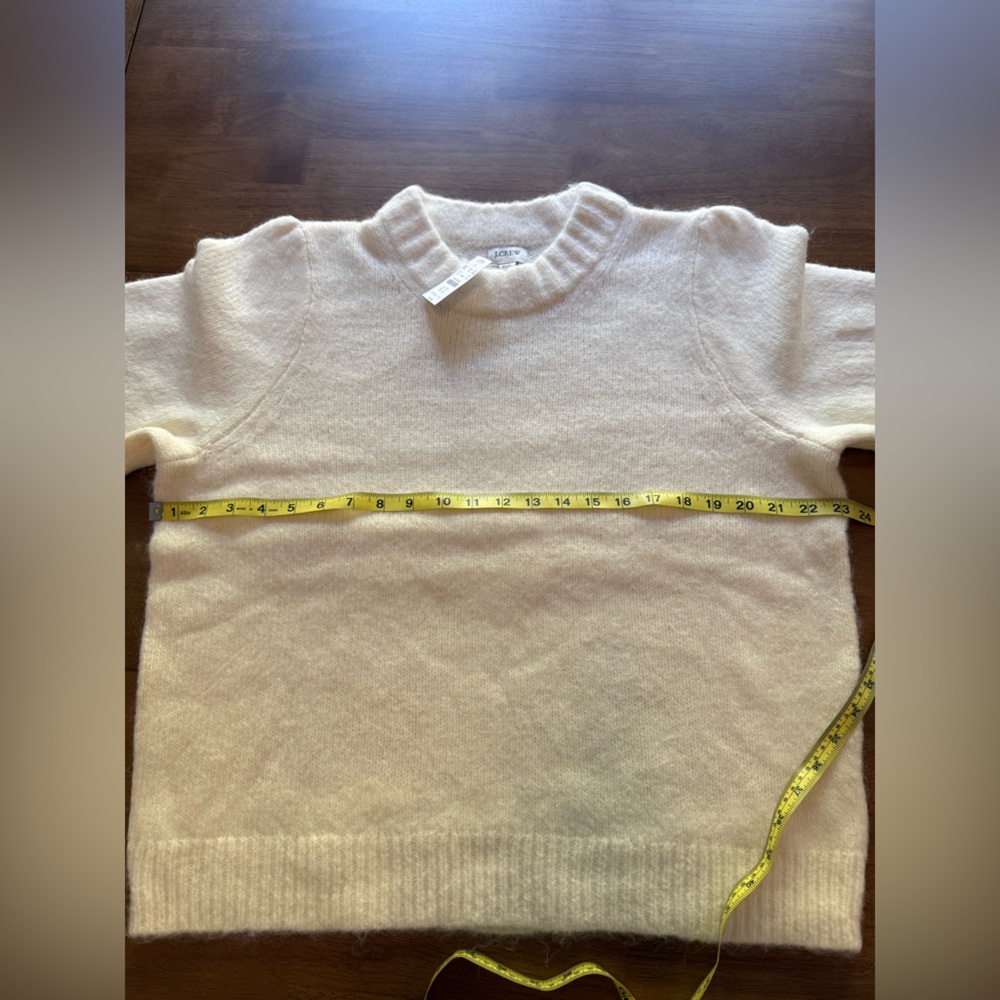 J.Crew Fuzzy Puff-Sleeve Sweater — NWT — Size XXL — Ivory - Picture 12 of 13